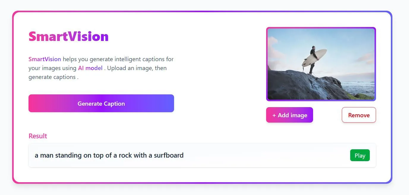 SmartVision AI Image Captioning screenshot 1 of 1
